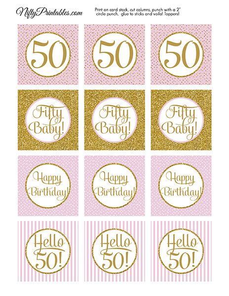 Free Printable 50th Birthday Cupcake Toppers