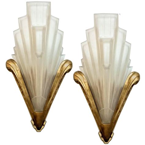 French Art Deco Wall Sconces Signed By Sabino At 1stdibs Art Deco