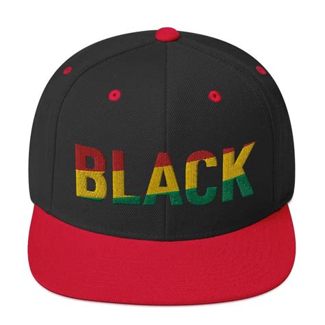 Black Snapback Hat With Pan African Colors Black Snapback Hats Black