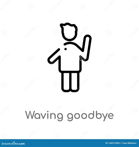 Outline Waving Goodbye Vector Icon Isolated Black Simple Line Element