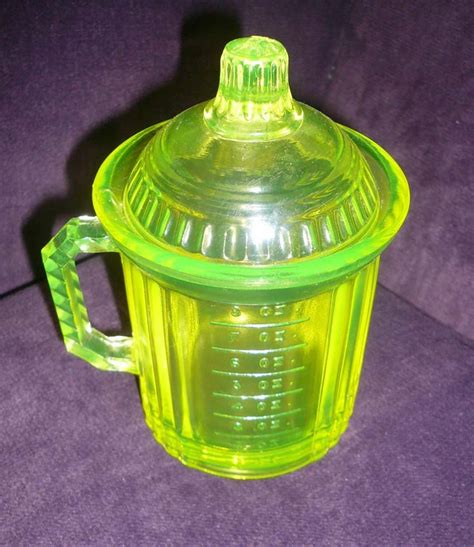 Vintage Vaseline Uranium Glass Measuring Cup Lid Etsy