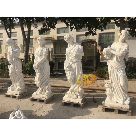 Full White Marble Garden Sculptures 4 Seasons Marble Statues China