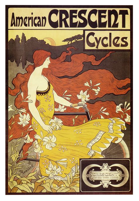 Vintage Cycle Poster Art American Crescent Cycles 1899 Bike Poster
