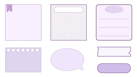 Set Of The Cute Purple Planner Template Notepad Memo Grid Paper
