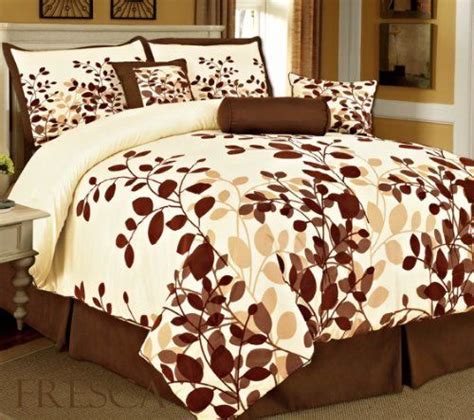 Bednlinens 7 Piece King Fresca Coffee Leaves Bedding Comforter Set