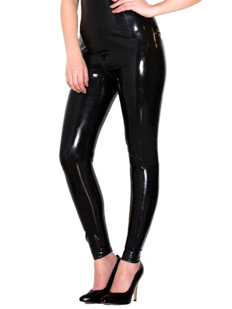 skinny latex jeans in black 0 4mm thickness latex tights leggings with thru zip in pants from