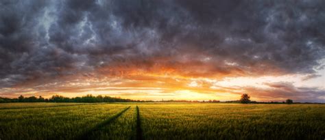 Wallpaper X Px Clouds Colorful Field Landscape Nature Panoramas Sky Sunset