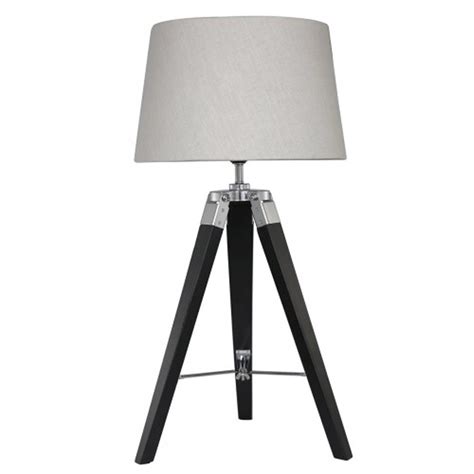 Black Hollywood Table Lamp With Natural Shade Table Lamps