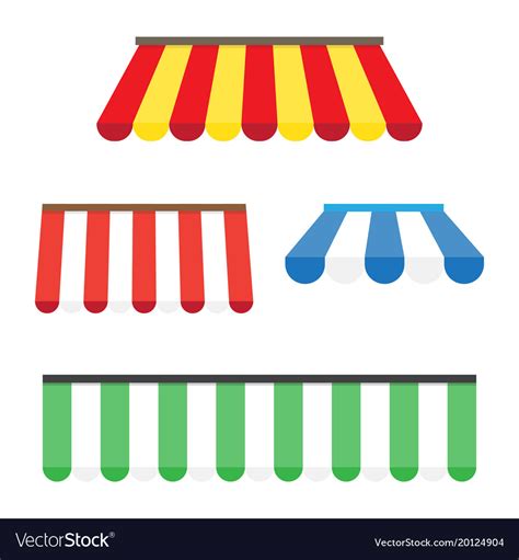 Colorful Set Striped Awnings Royalty Free Vector Image