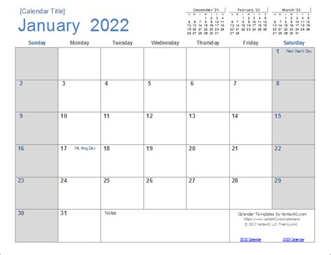 2022 Monthly Calendar Printable