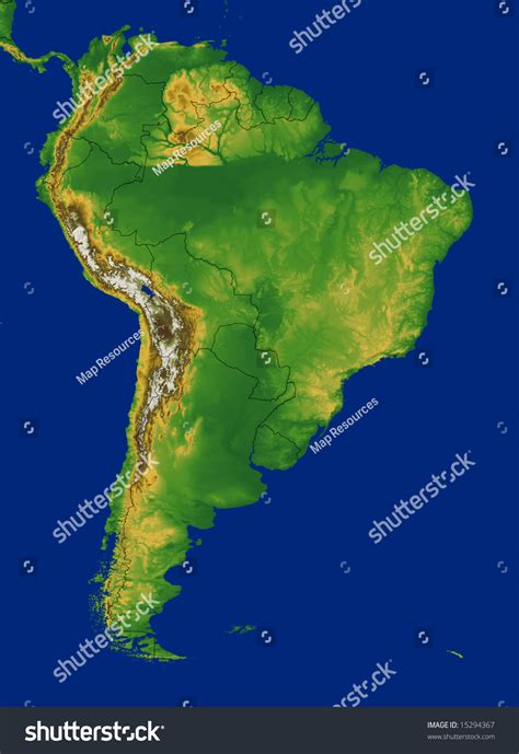 South America Map Terrain Stock Illustration 15294367 Shutterstock