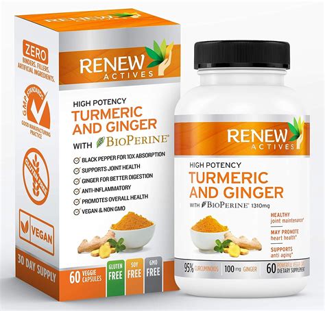 GINGER TURMERIC CURCUMIN Supplement Capsules Organic Joint Support