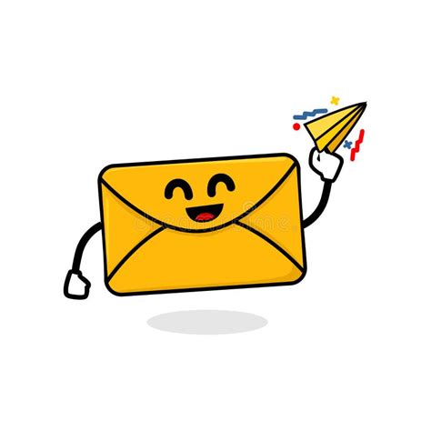Sending Letter Email Isolated Cute Mail Cartoon Face Vector Illustration Stock Vector