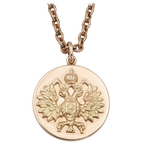 Russian Gold Romanov Eagle Pendant With Original Schaffer
