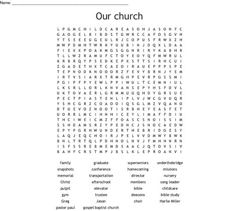 Our Church Word Search Wordmint