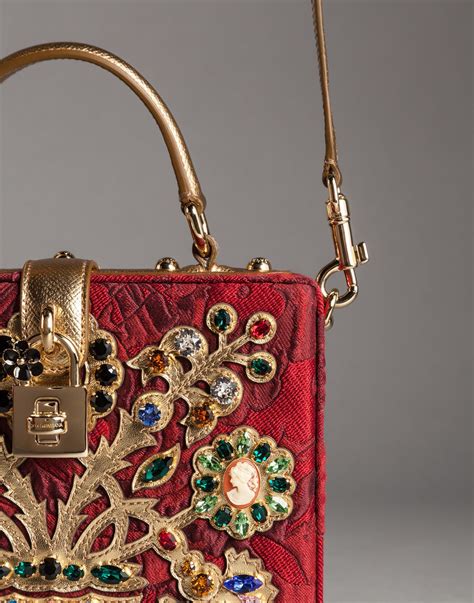 Dolce Gabbana Maroon Filigree Tree Brocade Dolce Box Bag Purple Product