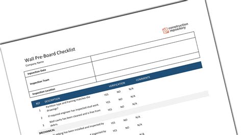Construction Pre Board Checklist Construction Documents And Templates