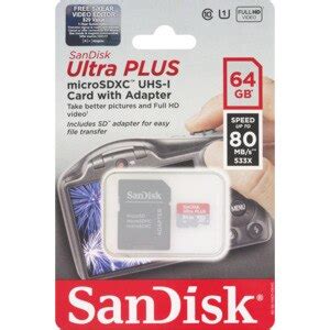 Compatible with microsdhc and microsdxc supporting host devices. SanDisk Ultra Plus MicroSDXC UHS-1 Card With Adapter, 64GB