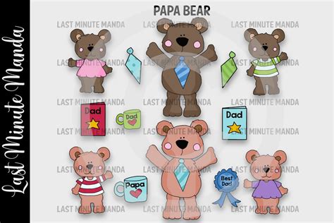 Papa Bear Clip Art Commercial Use Clipart Digital Image Etsy