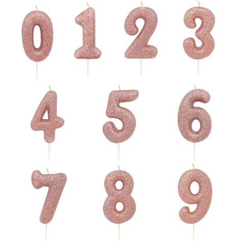 Rose Gold Glitter Number 0 9 Birthday Cake Candle Choose Your Numbers