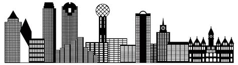 Dallas City Skyline Black And White Outline Illustration Photograph By