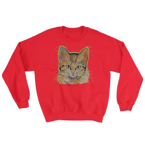 Womens Cat Sweatshirt Unisex Cat Sweatshirt Womens Etsy Cat