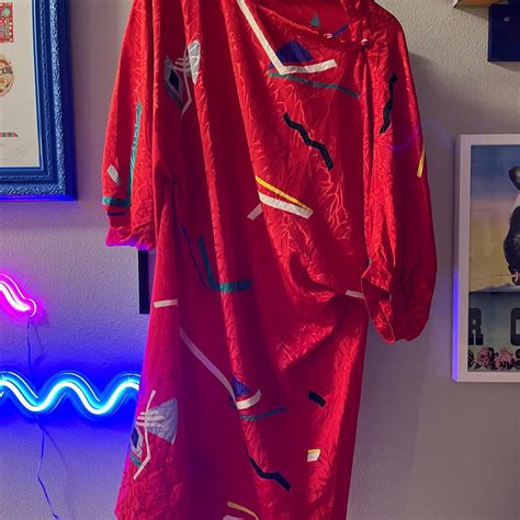 Ms Chaus Red Shirt Dress Oversized Funky 80s Depop