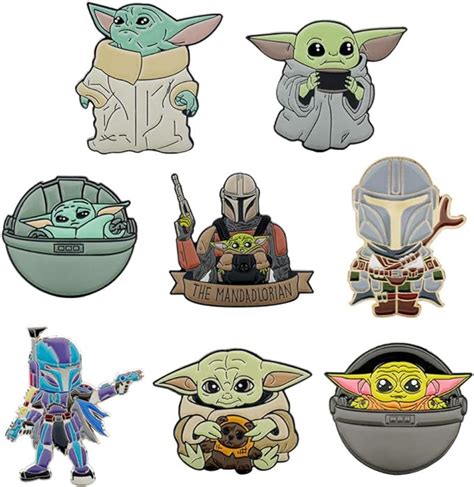 Baby Yoda Button Pins 8 Pack Star Wars Mandalor Enamel Halloween