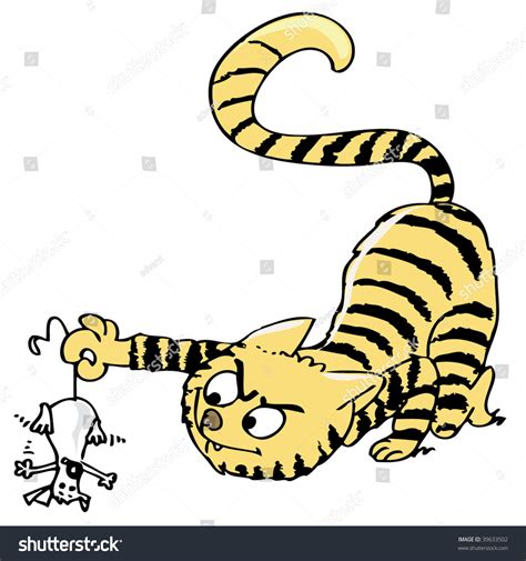 Cat Catching Mouse Stock Vector 39633502 Shutterstock