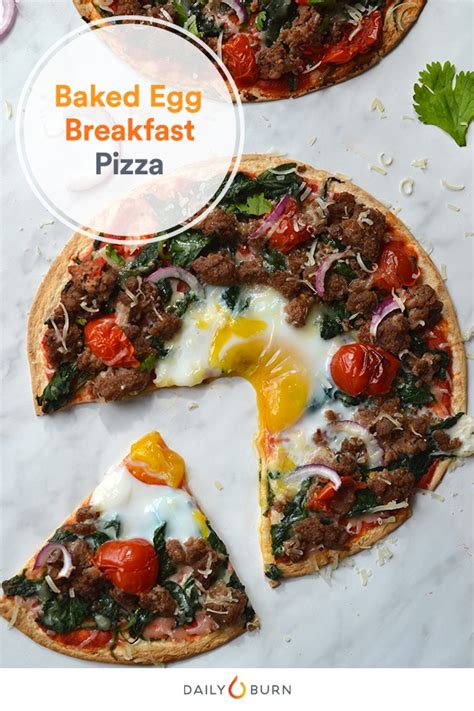 Baked Egg Spinach And Chicken Sausage Breakfast Pizza Recipe
