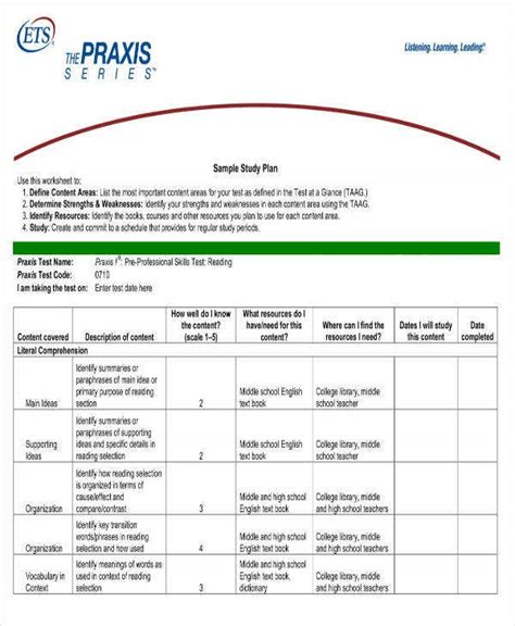 6 Sample Study Plan Templates Pdf Psd Ai Indesign Free