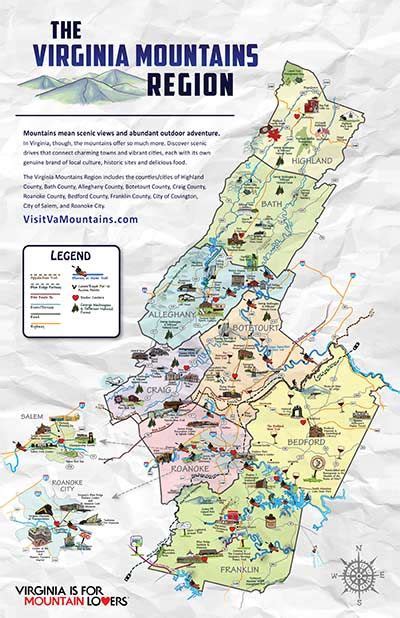 Virginia Mountains Region Map Virginia Map Hiking In Virginia