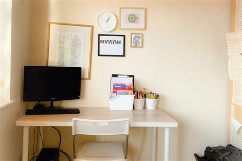 Home Office Redo With Shelving And Green Accent Wall Apartment Therapy