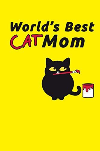 Worlds Best Cat Mom Cute Chubby Black Cat Journal Paper Notebook