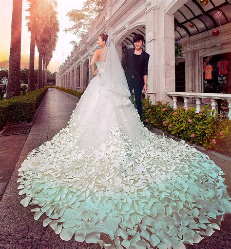 9 ball gown wedding dresses you are sure to love. Free Shipping Most Beautiful Big Long Cathedral Royal Train Wedding Dress | eBay