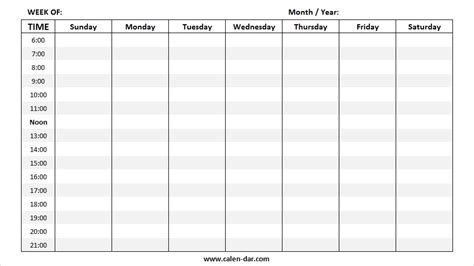 Free Blank Weekly Calendar Templates Printable Weekly