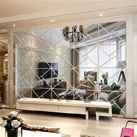 Self Adhesive 3d Mirror Art Wall Stickers Living Room Decoration Tv