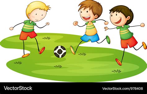 Kids Soccer Match Royalty Free Vector Image Vectorstock
