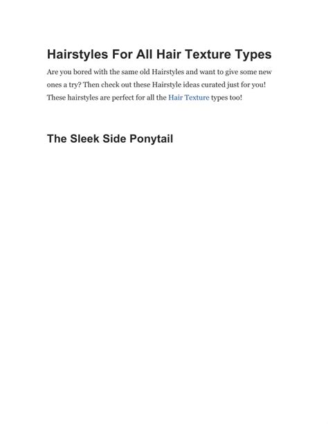 Ppt Hairstyles For All Hair Texture Types Powerpoint Presentation