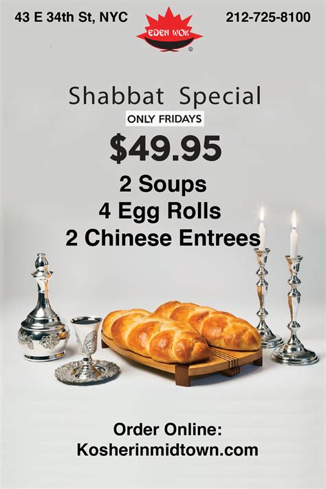 Shabbat Special for Shabbat and Shavuoth!!! - Kosher In Midtown