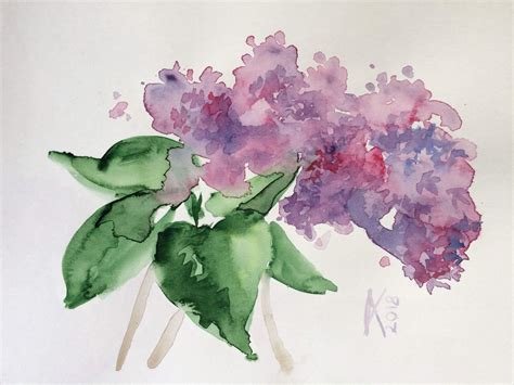Loose Painterly Style Lilacs Reserved Loose Watercolor Flowers