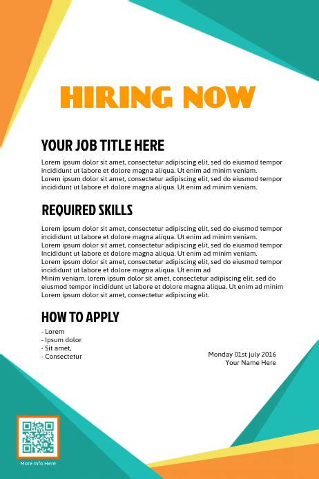 With the right info in the right order, your job ad will hit her like a . Copy of Hiring poster - PosterMyWall - Professionally ...
