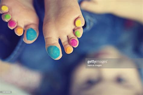 Rainbow Painted Toes Girl High Res Stock Photo Getty Images