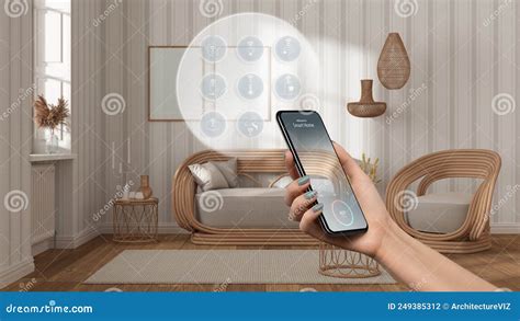 Smart Home Technology Interface On Phone App Augmented Reality