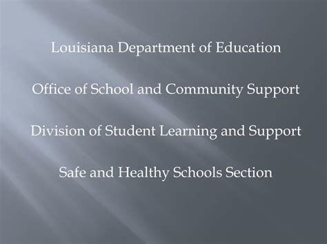 Ppt Louisiana Department Of Education Office Of School And Community