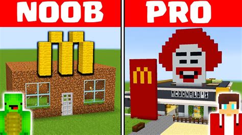 Minecraft Noob Vs Pro Mcdonalds House Challenge By Mikey Maizen And Jj