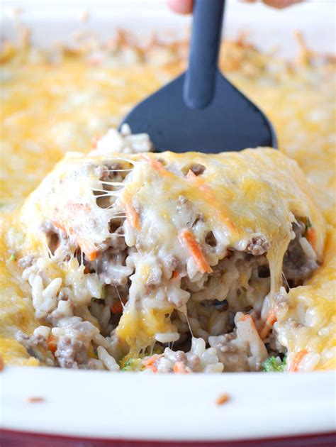 Top the beef and broccoli with your favorite shredded cheese and broil it in the oven for about four minutes. Cheesy Ground Beef And Rice Casserole - Food Lovin Family