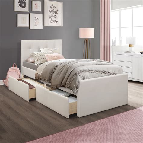 Emory Upholstered Twin Platform Bed With 2 Storage Drawers Twin