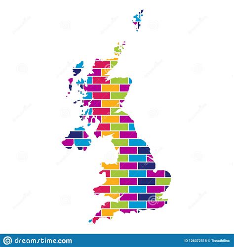 Mapa De Reino Unido Con El Fondo Coloreado Multi Del Estilo Del