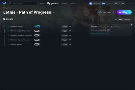 Lethis Path Of Progress Cheats And Trainers For Pc Wemod